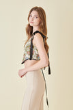Floral Ribbon Tie Crop Top