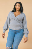 PLUS-Heather Grey Ribbed Sweater