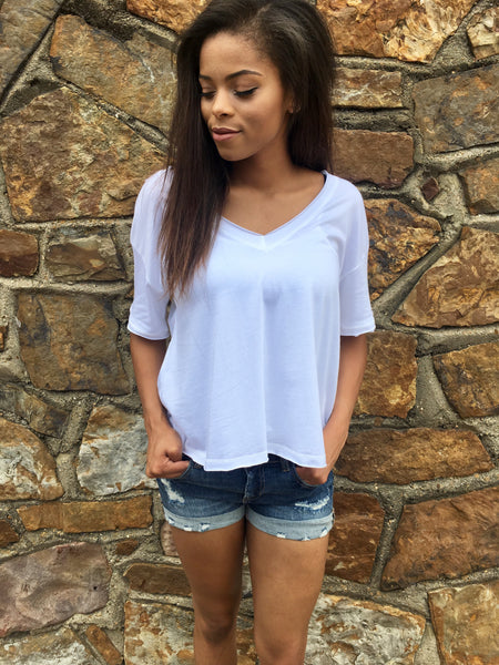 Off White V Neck Tee