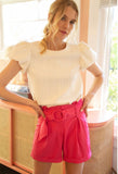 Cream Bubble Cap Sleeve