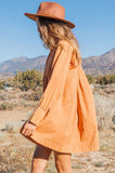 Camel/Rust L/S Pleated Shirt Dress