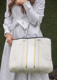 Canvas and Gold Stripe Tote
