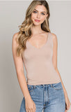 Taupe Basic V-Neck Tank