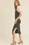 Black/Taupe Sheered Dress