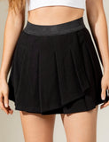 Black Double Layer Solid Skirt