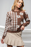 Coco/Ivory Plaid Floral Sweater