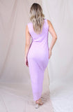 Lilac Wavy Pattern Mesh Maxi Dress