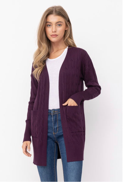 Dark Purple cable knit cardigan