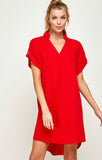 Red V-Neck Dress