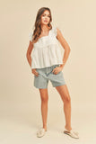 Off White Ruffled Sleeve Baby Doll Top