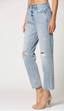 Tracy Light Classic Distressed High Rise Straight Crop