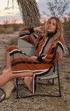 Camel Multi Striped Midi Dress