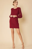 Burgundy Sheer Sleeve Dress