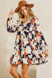 Navy floral mini dress