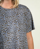 PLUS- Heather Grey Animal print short sleeve T-Shirt dress