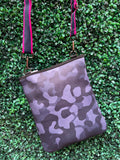 Small Camo Navy and Pink Stripe Crossbody