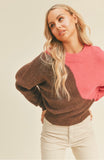Fuschia Cocoa Color Block Sweater