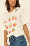 Ivory Vintage Distressed Style Fruit Graphic Tee