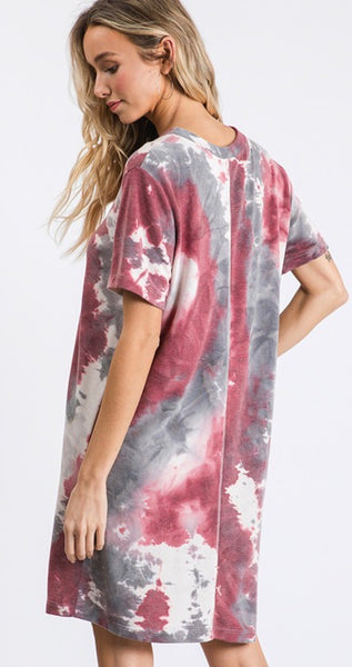 Burgundy Tie Dye Dress