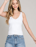Off White Basic V-Neck Tank
