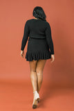 PLUS-Black Ribbed Knit Mini Dress