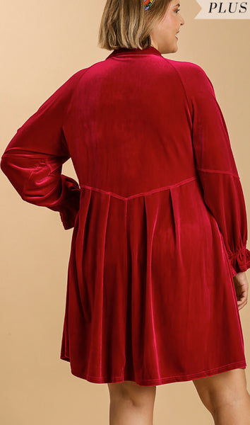 PLUS - Red Velvet Dress