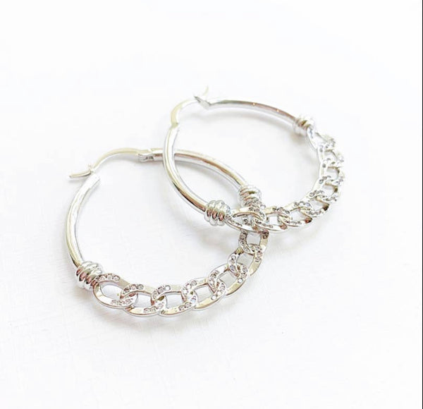 Silver Lining Hoops Silver White