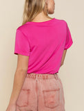 Hot Pink Knit V-Neck Top