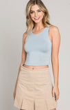 Slate High Neck Cropped Tank