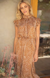 Tan Print Midi Dress