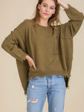 Olive Oversized Pocket Sweater