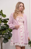Pink Eyelet Cardigan