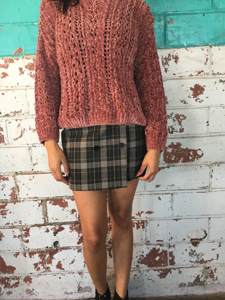 Rose Velvet Yarn Sweater