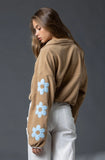 Mocha Oversized Daisy Sleeve Jacket
