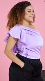PLUS - Lavender Pleated One Shoulder Top
