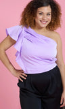 PLUS - Lavender Pleated One Shoulder Top