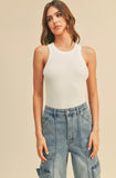 White Classic Ribbed Tank Top