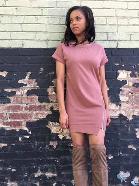 Mauve Sweatshirt w/Zipper Trim