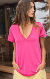 Hot Pink Knit V-Neck Top