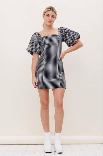 Black Checker Mini Dress