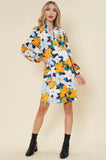 Teal/Orange Floral Print Dress
