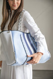 Baby Blue & Navy Stripe Tote