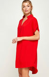 Red V-Neck Dress