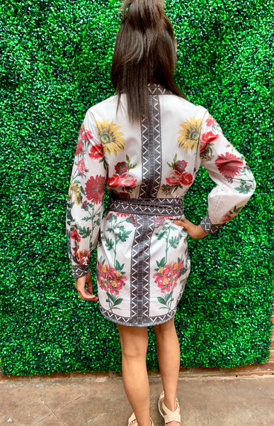 Off White Floral Shirt Dress